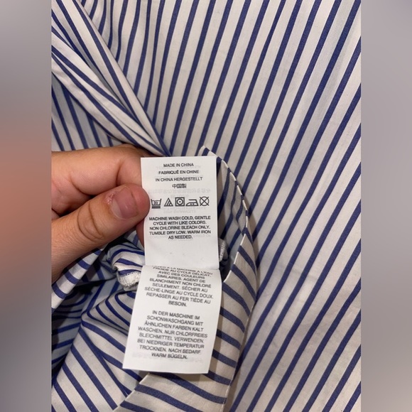 J. Crew  Top Womens Sz 0 Blue Striped Casual Ruffle Long Sleeve Blouse Cottage - Picture 8 of 9